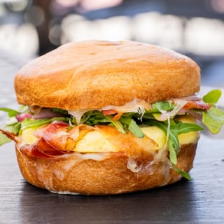 Bacon & 3 Cheese Frittata - Croissant Sandwich