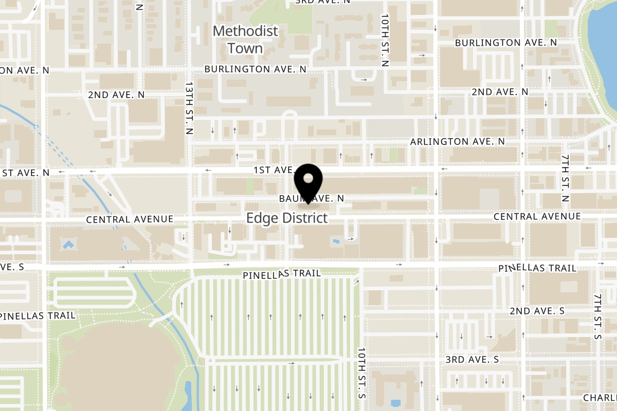 Map showing the location of Cafe COPA on 1045 Central Ave in St. Petersburg